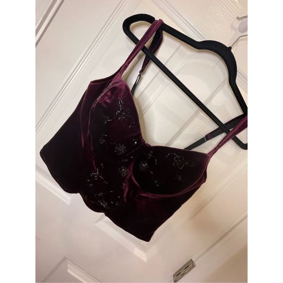 Cacique women’s maroon jeweled corset top 42DD - Picture 1 of 6